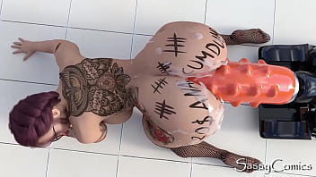 Meaty monster faux-cock ravages a insatiable milf's donk fuck-hole in Three dimensional cartoon